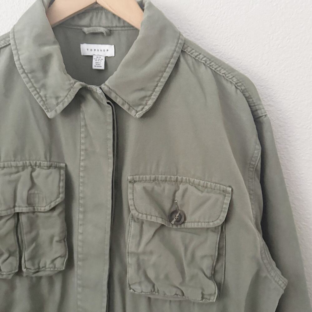 TOPSHOP x NORDSTROM | Olive Green Cargo Utility Jacket  Oversized | Medium - Picture 3 of 8